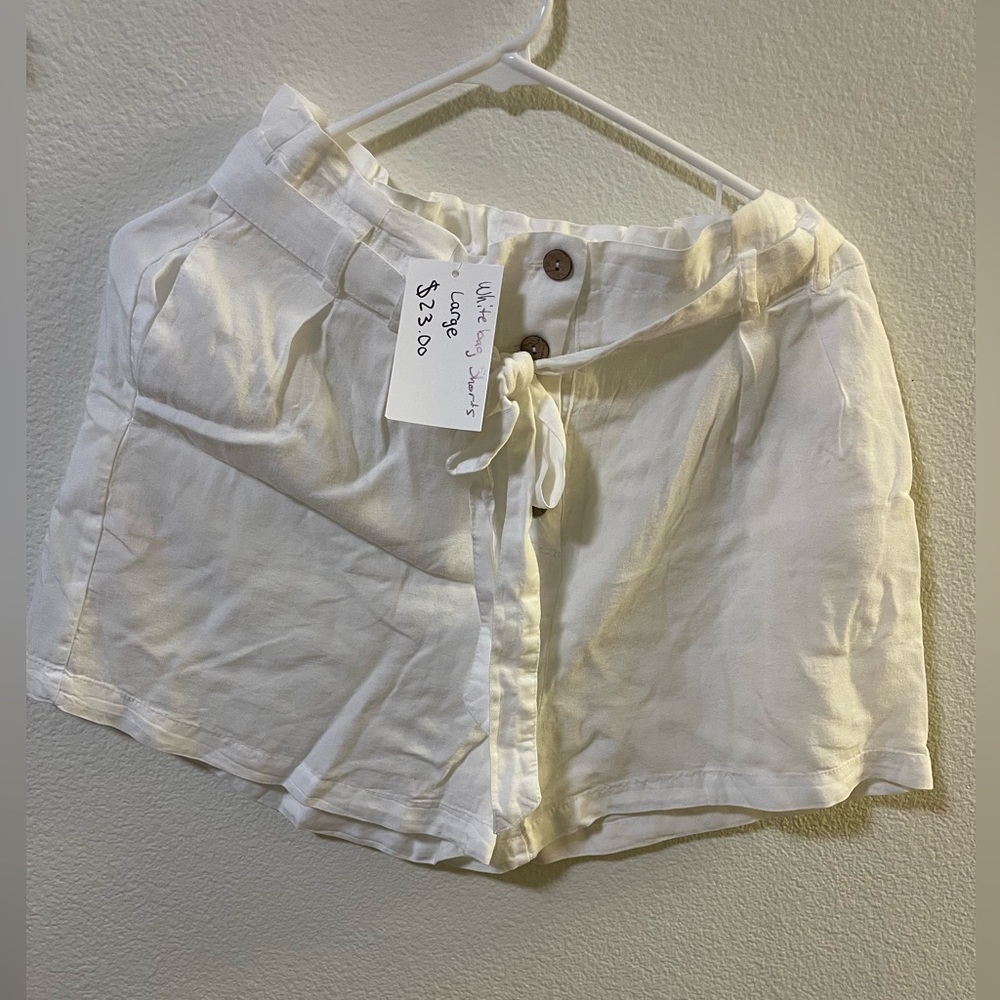 White bag shorts